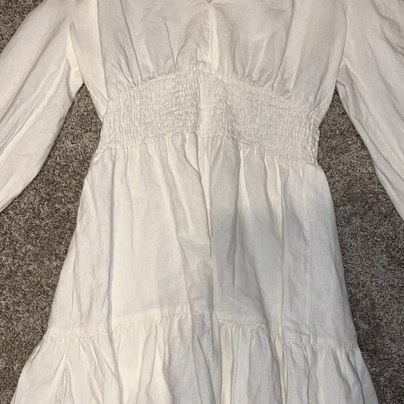 ZARA OYSTER WHITE LINEN BLEND DRESS SIZE SMALL FITS UP TO A MEDIUM - Picture 9 of 11